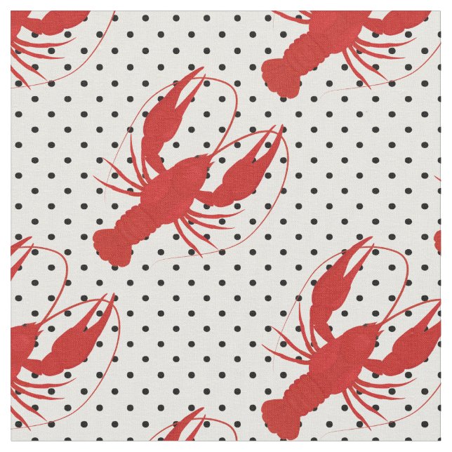 Tissu homard rouge pois blanc (Fermer)