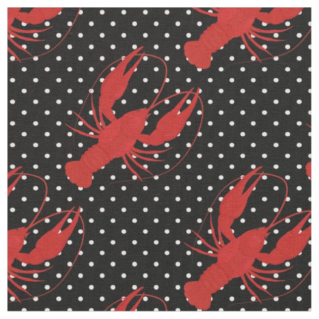 Tissu homard rouge pois noir (Fermer)
