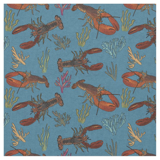 Tissu Homards à motifs marins (Fermer)