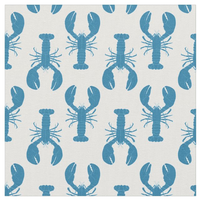 Tissu Homards du Maine Motif côtier en bleu et blanc (Fermer)