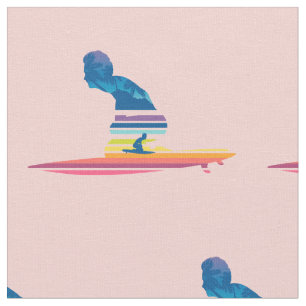 Tissu Homme de surf des vagues tropicales arc-en-ciel