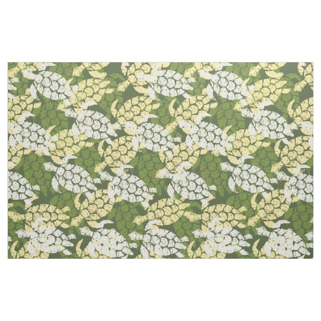 Tissu Honu Sea Turtle Hawaiian Tapa -Olive (Fat Quarter)