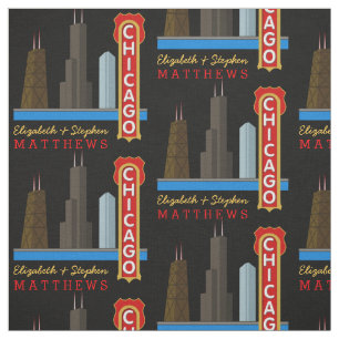 Tissu Horizon personnalisé de Chicago l'Illinois de nom