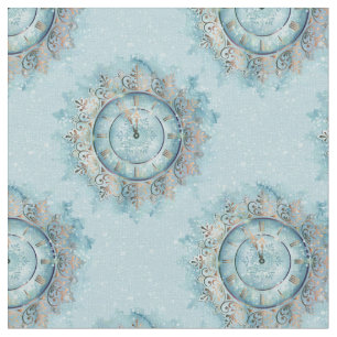 Tissu Horloge Noël Mandala