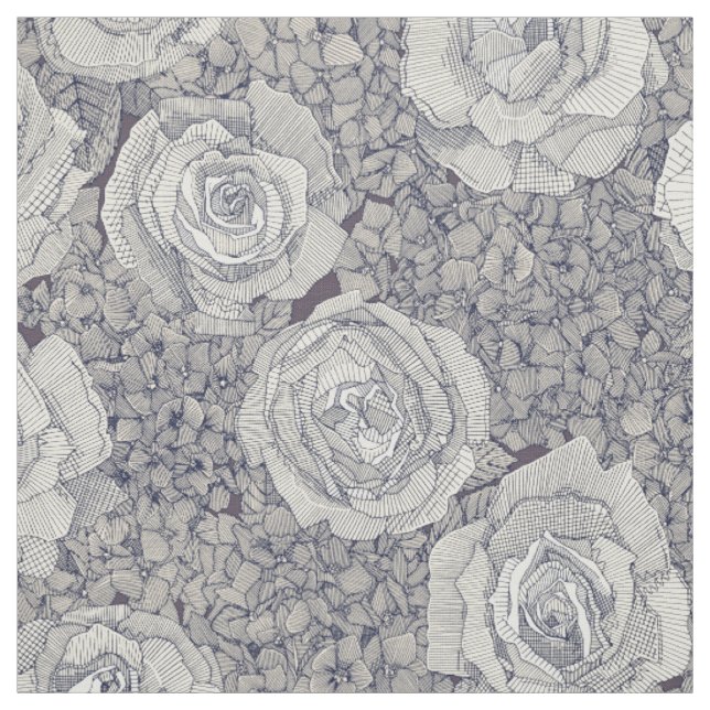 Tissu hortensia perle marine prune (Échantillon)