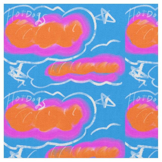 Tissu Hotdog blue,Pink,orange (Fermer)