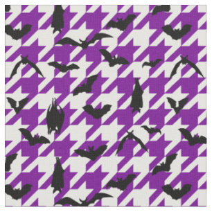 Tissu houndstooth violet halloween chauve-souris