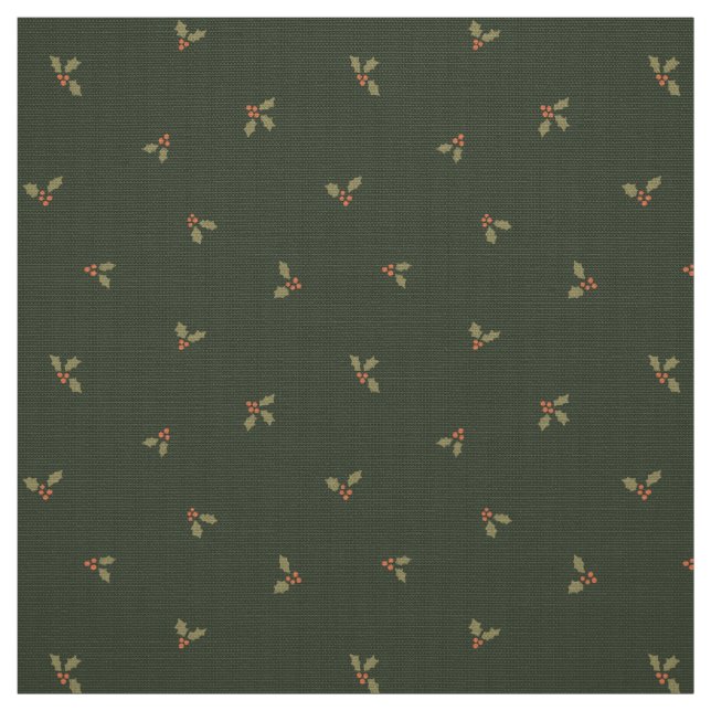 Tissu Houx Gui de Noël Vintage Traditionnel (Échantillon)