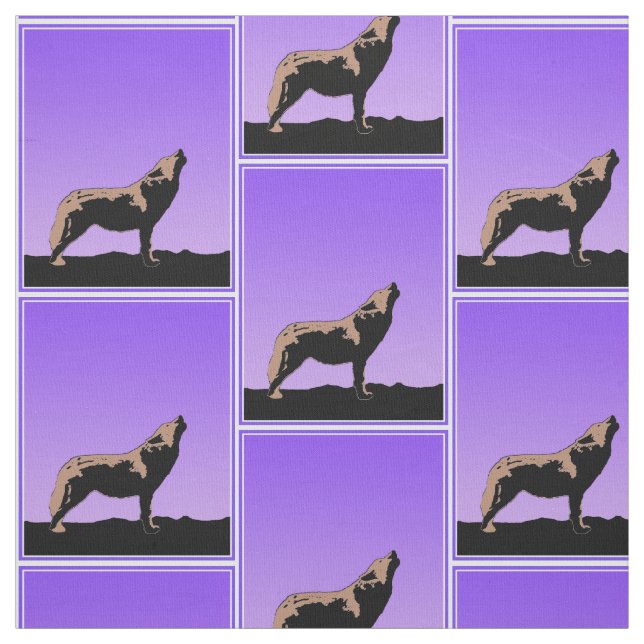 Tissu Howling Wolf at Sunset - Art faunique original (Échantillon)