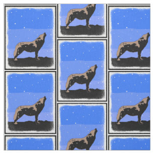 Tissu Howling Wolf en hiver - Art faunique original