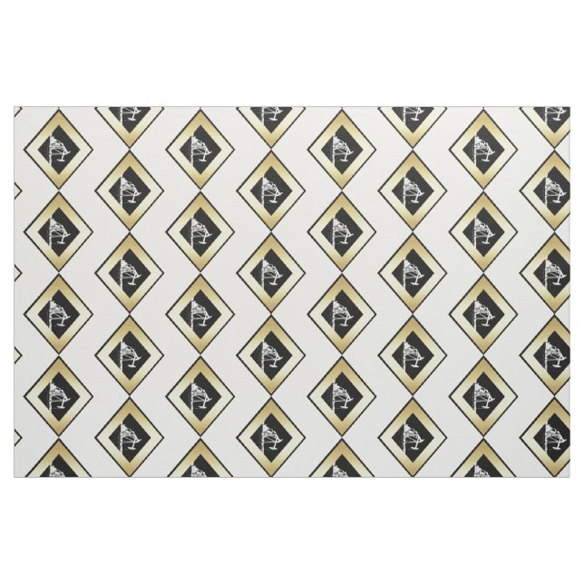 Tissu Huile Pumpjacks en or décrit dans le noir (Fat Quarter)