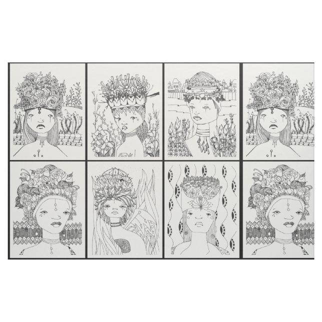 Tissu Humanoïdes en coiffe  (Fat Quarter)