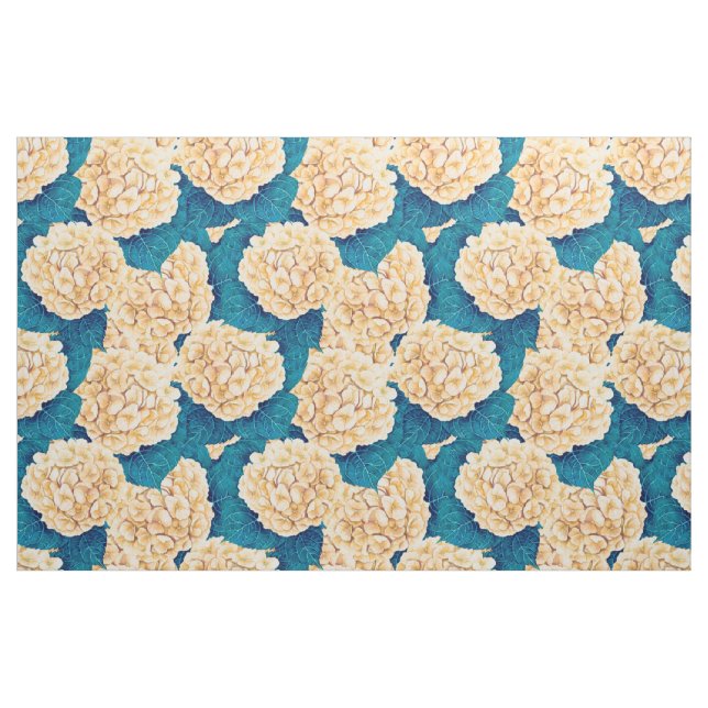 Tissu Hydrangea aquarelle motif, jaune et bleu (Fat Quarter)