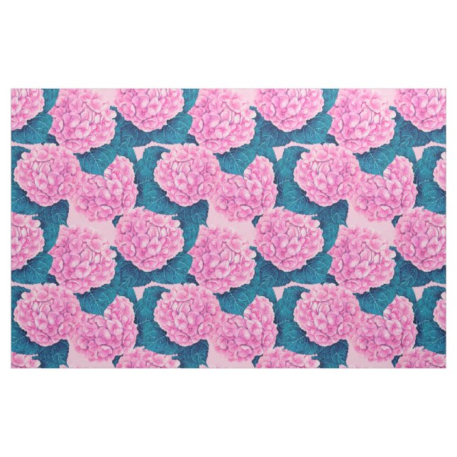 Tissu Hydrangea aquarelle motif, rose et bleu (Fat Quarter)