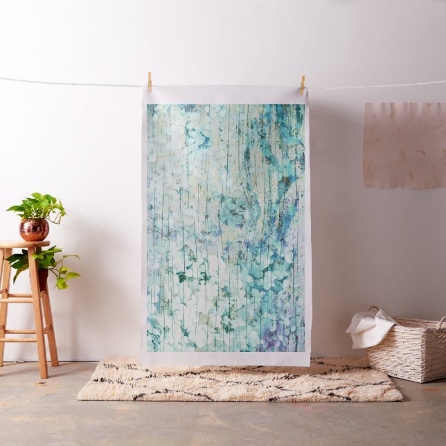 Tissu Hydrangea Floral Turquoise Pays Bois Vintage (In Situ)