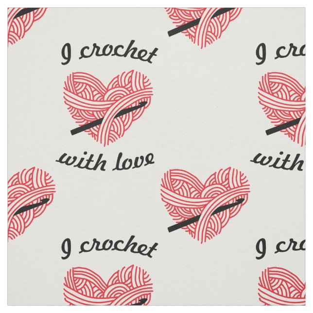 Tissu "I Crochet with Love" Coeur de fils avec crochet d (Échantillon)