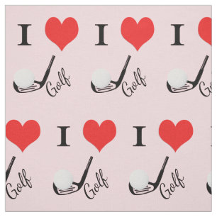 Tissu I heart golf - texte en rose pastel