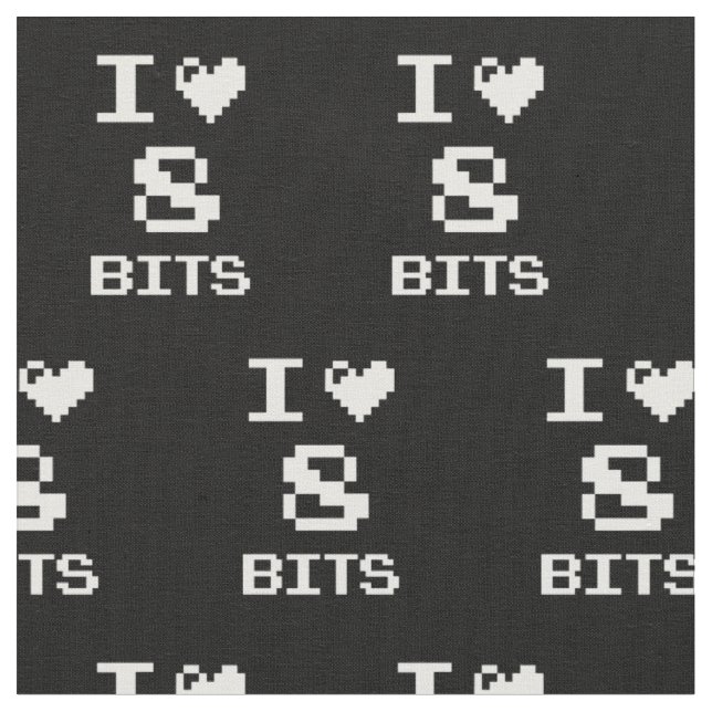 Tissu I Love 8 Bits, gamer design geek (Fermer)