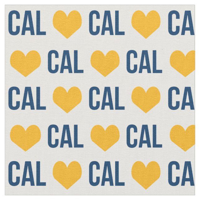 Tissu I Love Cal fabric - bleu et jaune (Fermer)