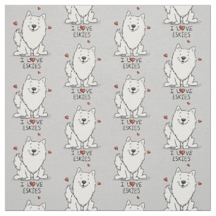 Tissu I Love Eskies (I Love American Eskimo Dogs) - mign