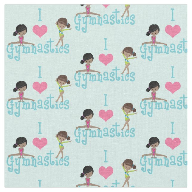 Tissu I Love Gymnastique mignonne African American Gymna (Fermer)