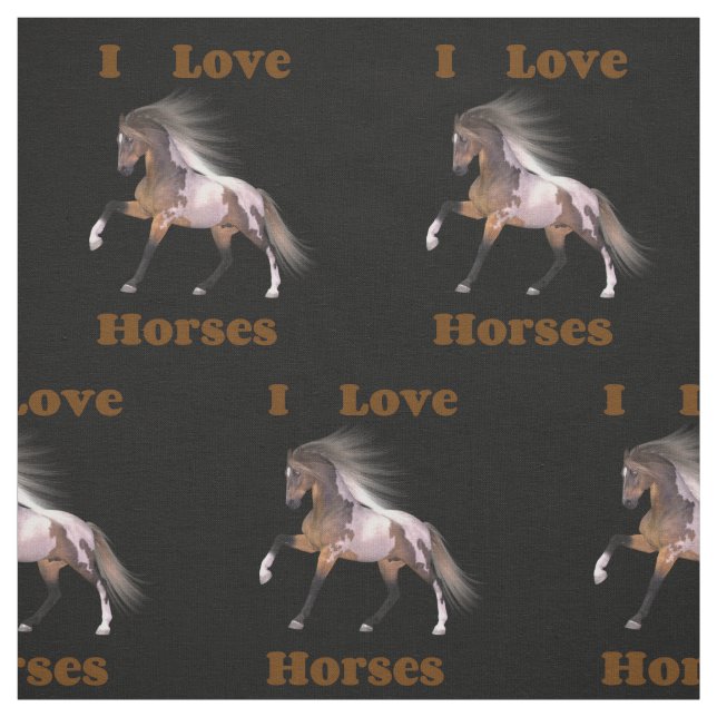 Tissu I Love Horses - Paint Horse Fabric (Échantillon)