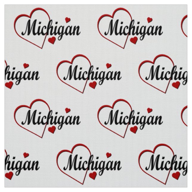 Tissu I Love Michigan Hearts (Échantillon)