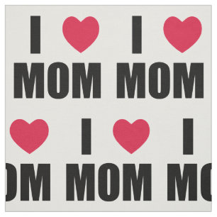 Tissu I Love Mom - Red Heart - Black Text