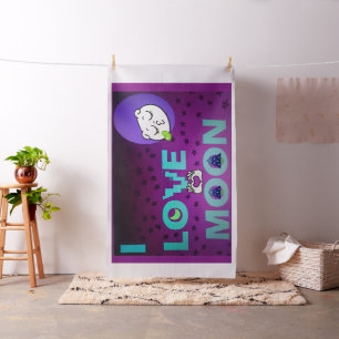 Tissu "I Love Moon" - Un design d'art céleste fantasque