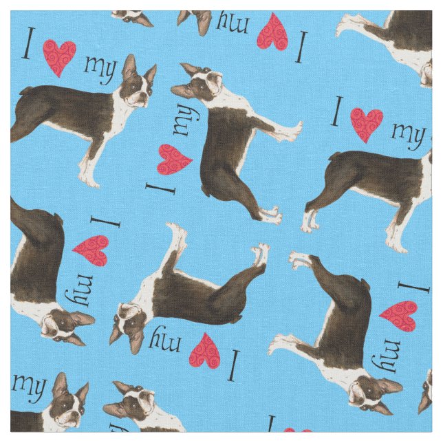 Tissu I Love my Boston Terrier (Fermer)