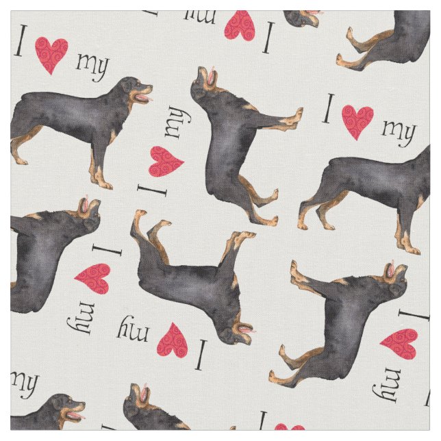Tissu I Love my Rottweiler (Fermer)