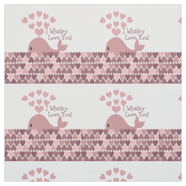 Tissu I Whaley t'aime les coeurs roses (Échantillon)