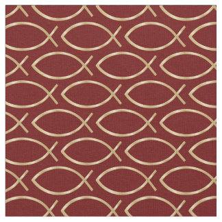 Tissu Ichthys Christian Symbol Pattern