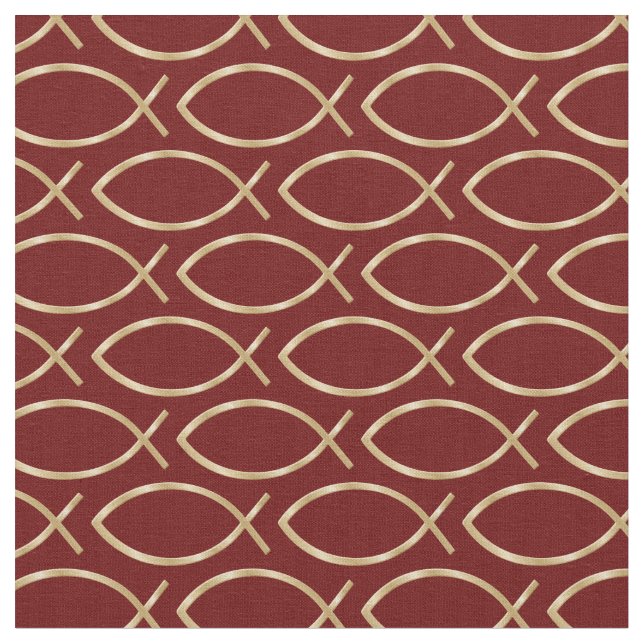 Tissu Ichthys Christian Symbol Pattern (Fermer)