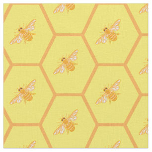 Tissu Icône de miel jaune avec abeilles