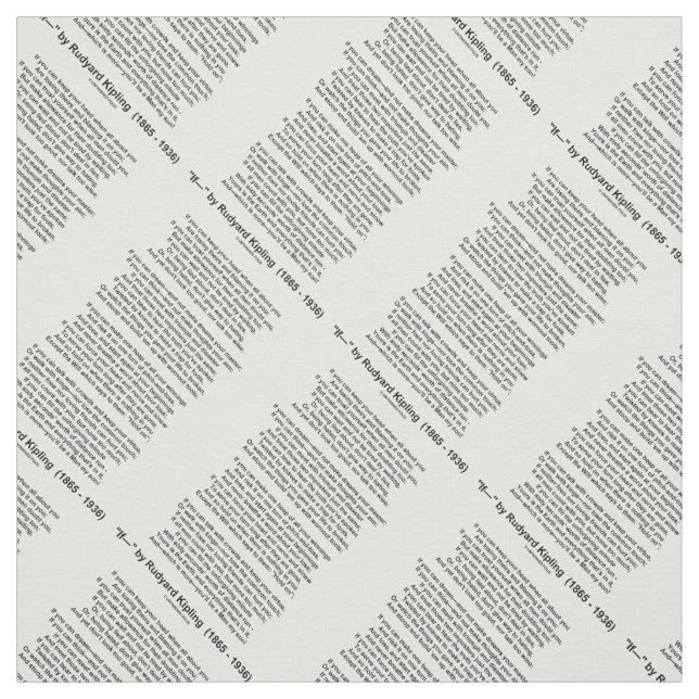 Tissu If- Poème de Rudyard Kipling (Pas d'image Kipling) (Échantillon)