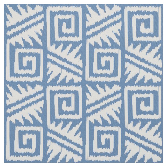 Tissu Ikat Aztec - Chambrey Bleu et Blanc (Échantillon)