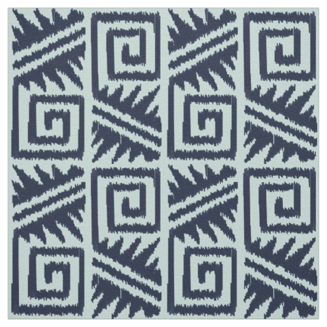 Tissu Ikat Aztec - Dark Indigo Blue et Chambrey (Échantillon)