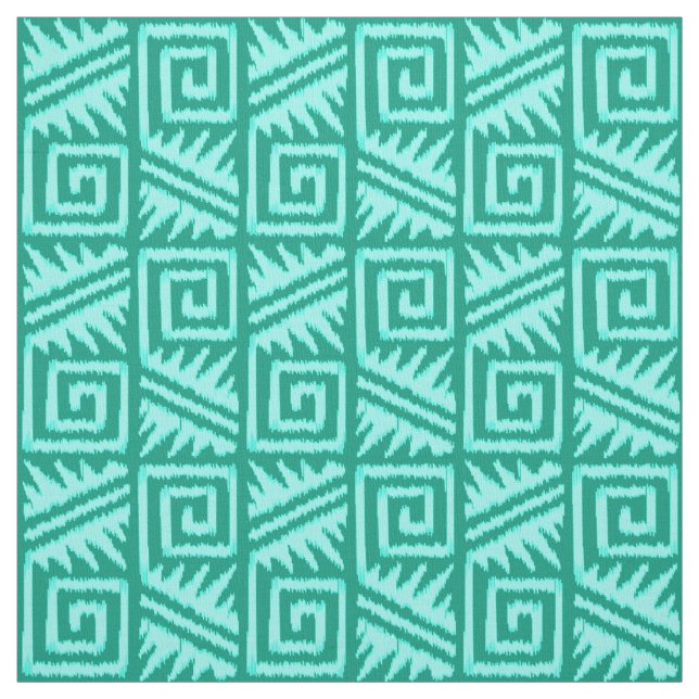 Tissu Ikat Aztec Tribal - Turquoise et Aqua (Échantillon)