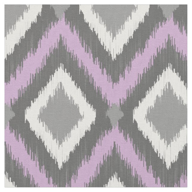 Tissu Ikat Chevron de la tribu gris et violet (Fermer)