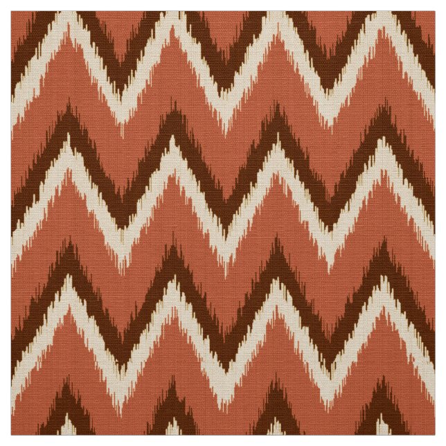 Tissu Ikat Chevron Stripes - Rust, Brown et beige (Échantillon)