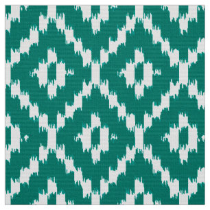 Tissu Ikat Diamond Motif - Turquoise et blanc