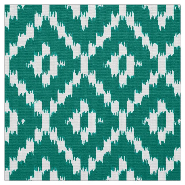 Tissu Ikat Diamond Motif - Turquoise et blanc (Échantillon)