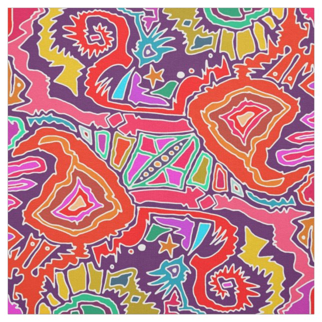 Tissu ikat doodle rouge (Échantillon)