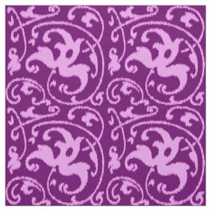 Tissu Ikat Floral Damask - Orchidée et violet
