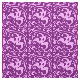 Tissu Ikat Floral Damask - Orchidée et violet
