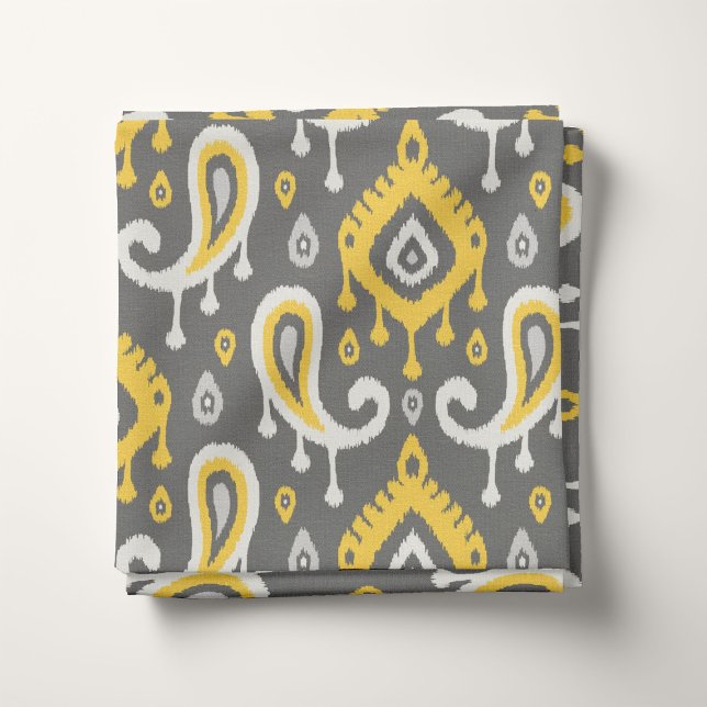 Tissu Ikat jaune et gris Paisley (Créateur téléchargé)