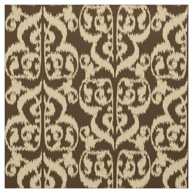 Tissu Ikat Moorish Damask - chocolat brun et bronze (Échantillon)