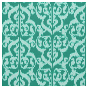 Tissu Ikat Moorish Damask - paon et aqua