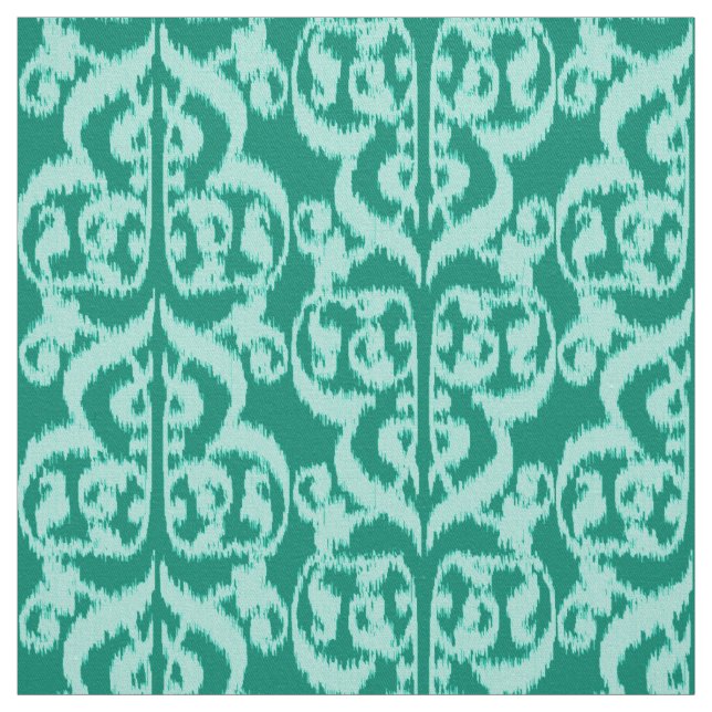 Tissu Ikat Moorish Damask - paon et aqua (Échantillon)
